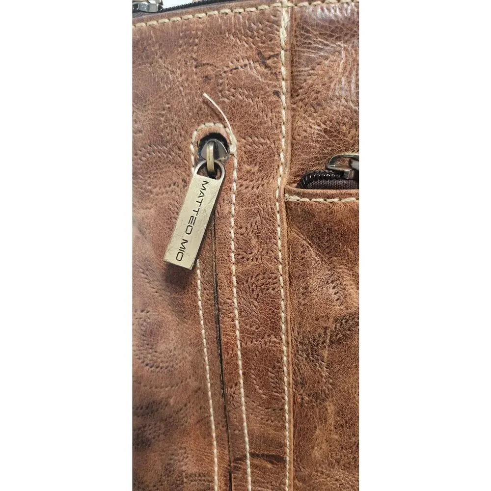 MATTEO MIO‎ BY SALAMA VTG Y2K RUSTIC LEATHER SATCHEL BAG